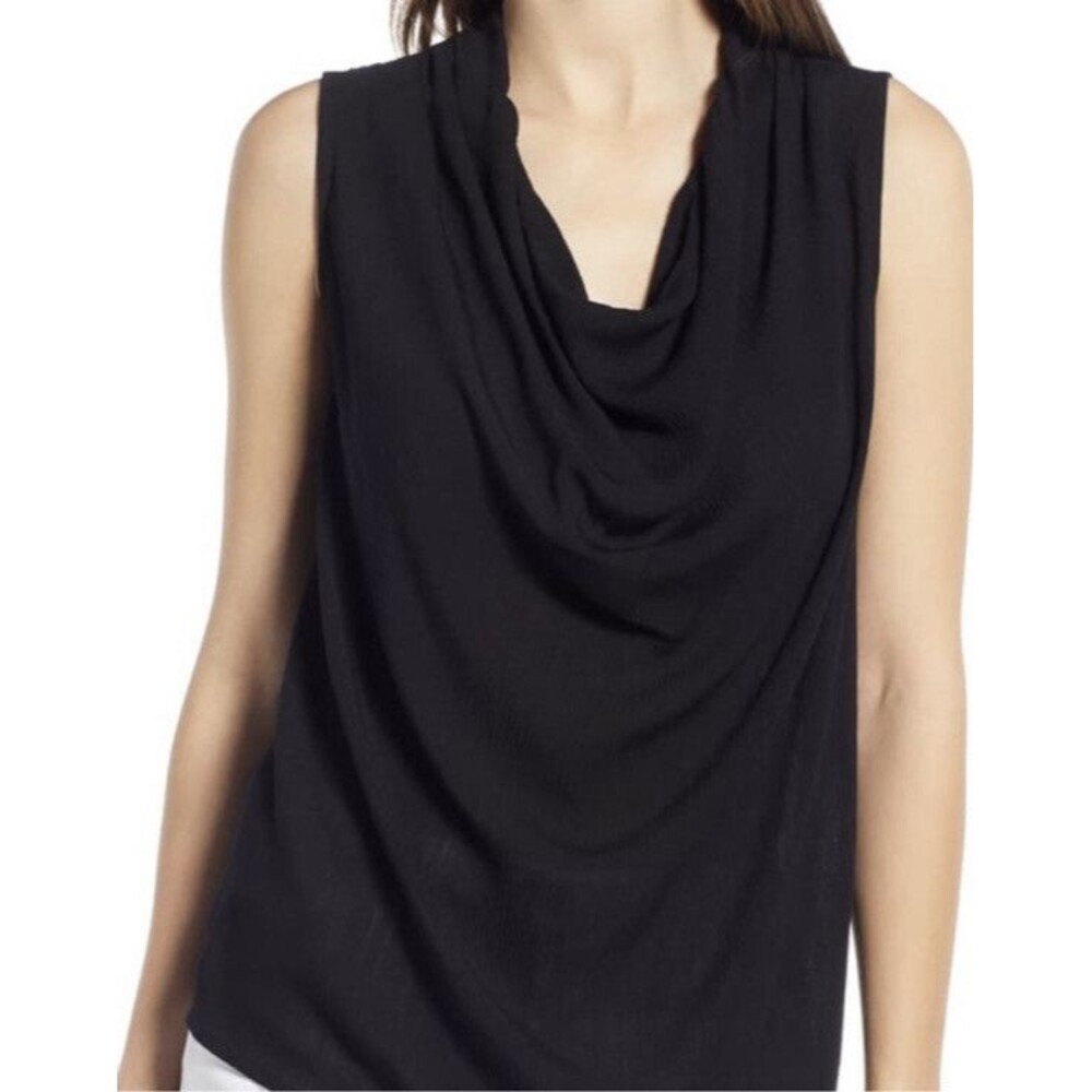 NWT Halogen Drape Front Tank Top Black  Sz XS XSmall Nordstrom